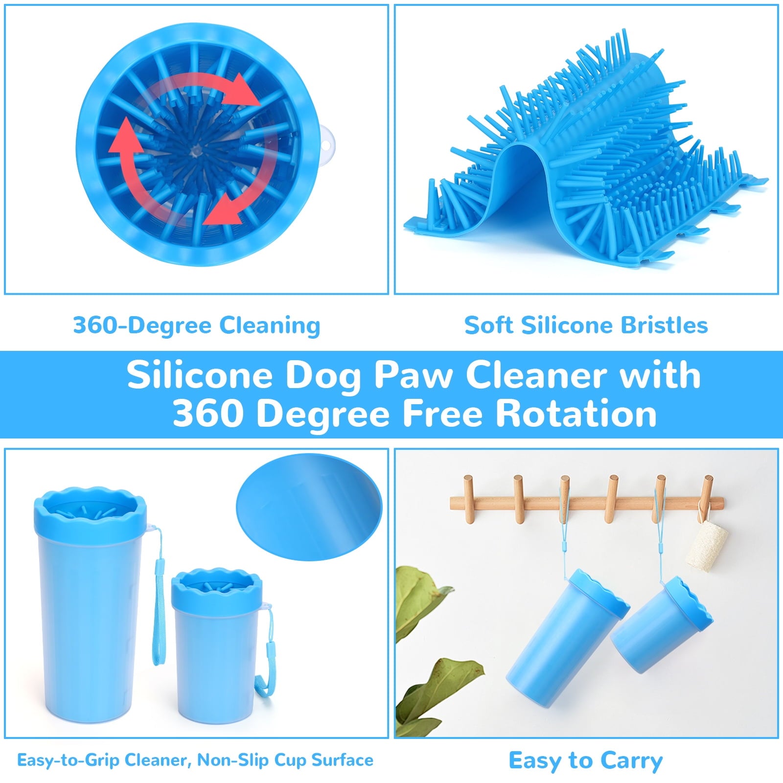 Large & Meduim Dog Paw Cleaner Cup, Portable Paw Washer for Dogs and Pets, Blue