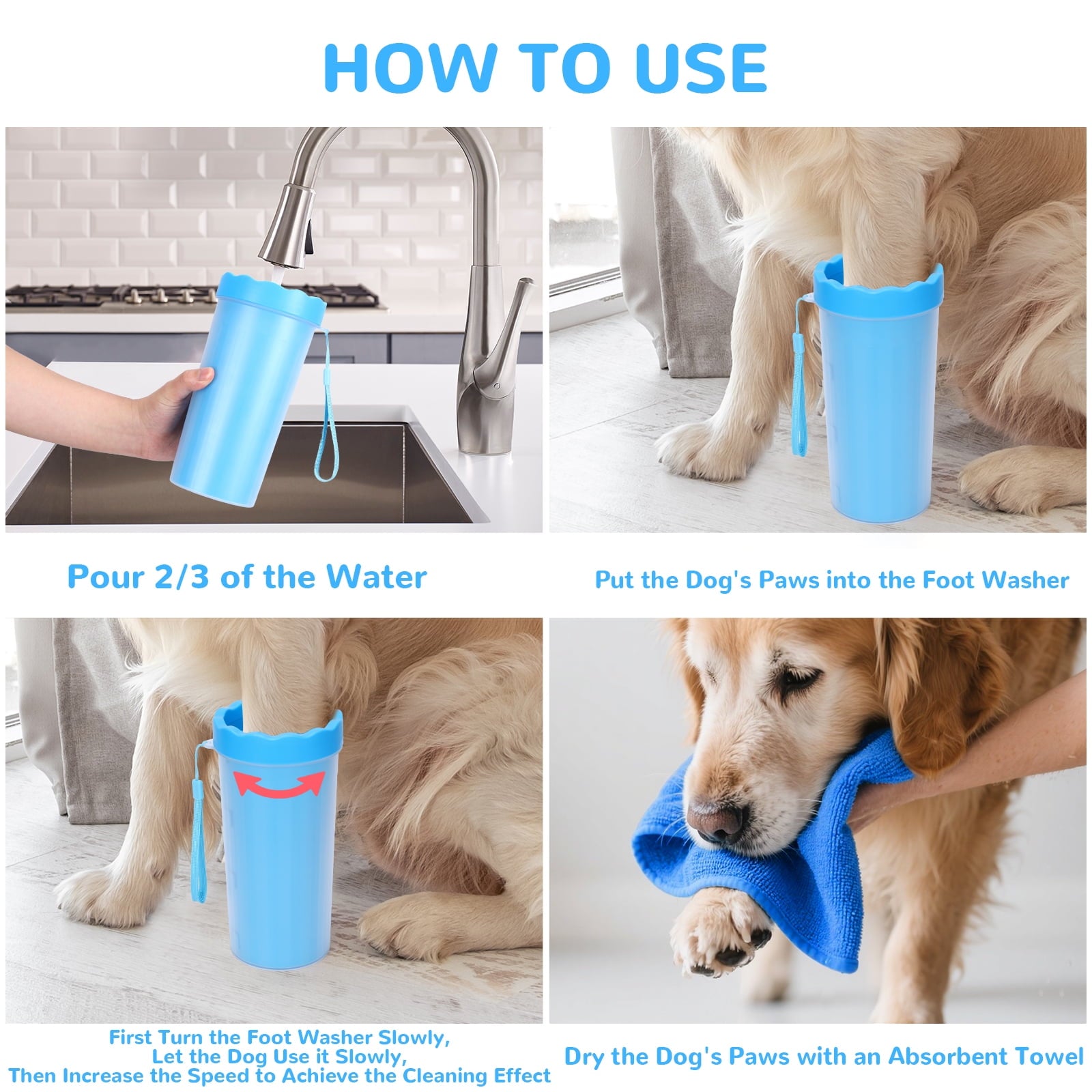 Large & Meduim Dog Paw Cleaner Cup, Portable Paw Washer for Dogs and Pets, Blue